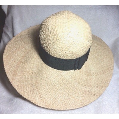 Kate Spade Flat Raffia Natural Color Wide Brim Hat with Black Ribbon   eb-72741136